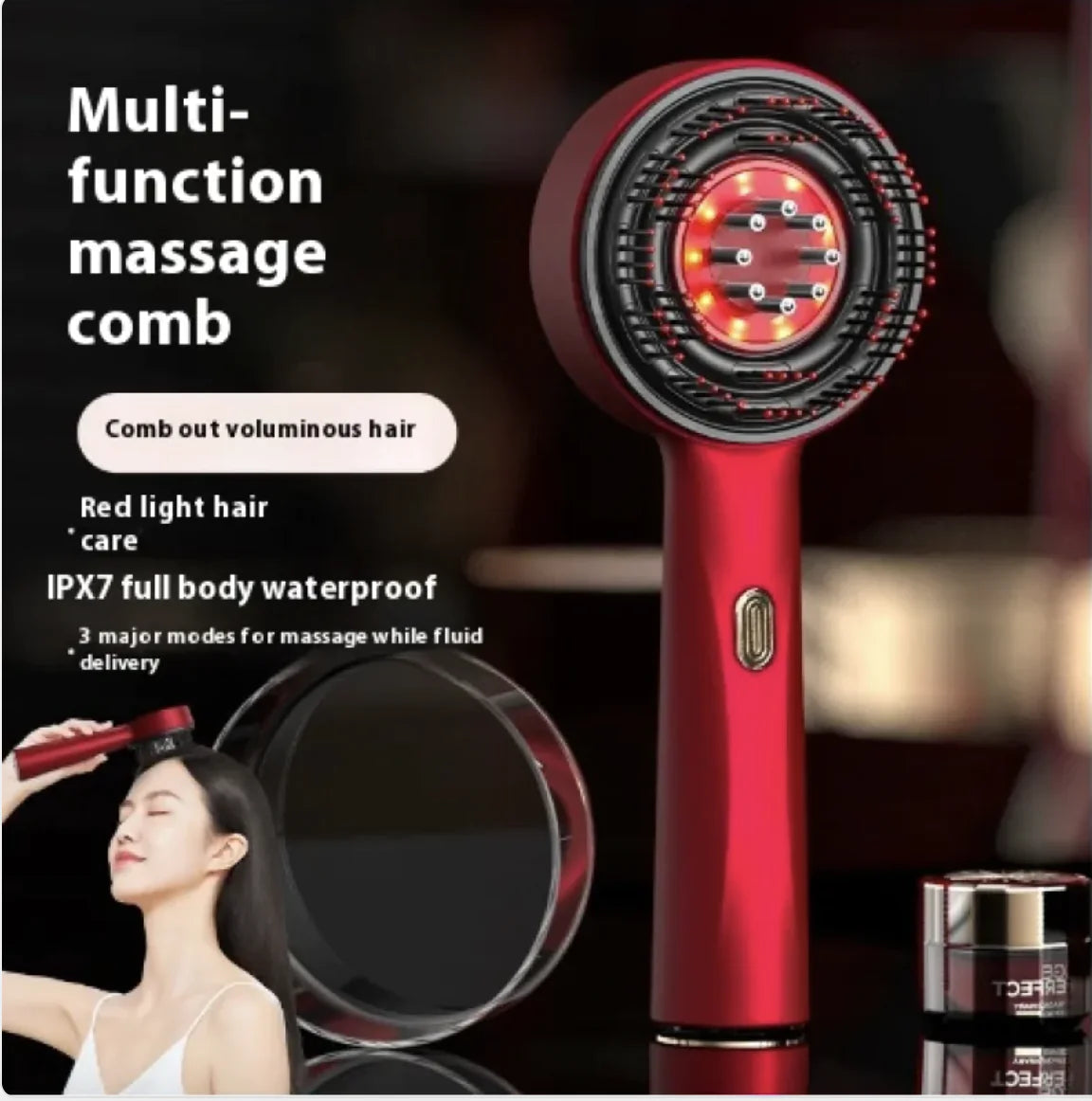 Red Light Haircare Comb β Anti-Slip, Multi-Function, Red-Light Therapy