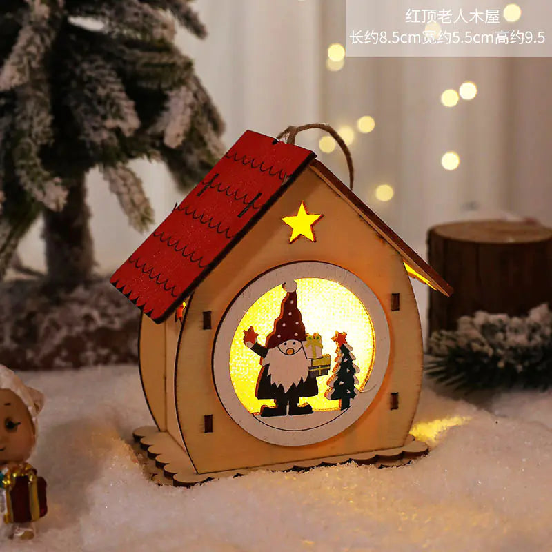 Nordic Style LED Wooden House Christmas Decor Piece