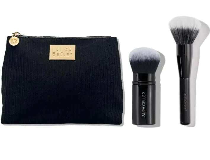Laura Geller Corduroy Cosmetics Case & Dual Brush Kit