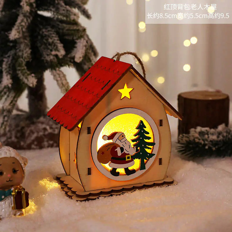Nordic Style LED Wooden House Christmas Decor Piece