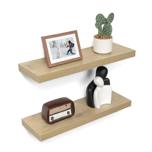 Oak Harmony 24" Deep Wall Shelves - Set of 2