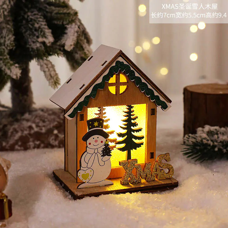 Nordic Style LED Wooden House Christmas Decor Piece