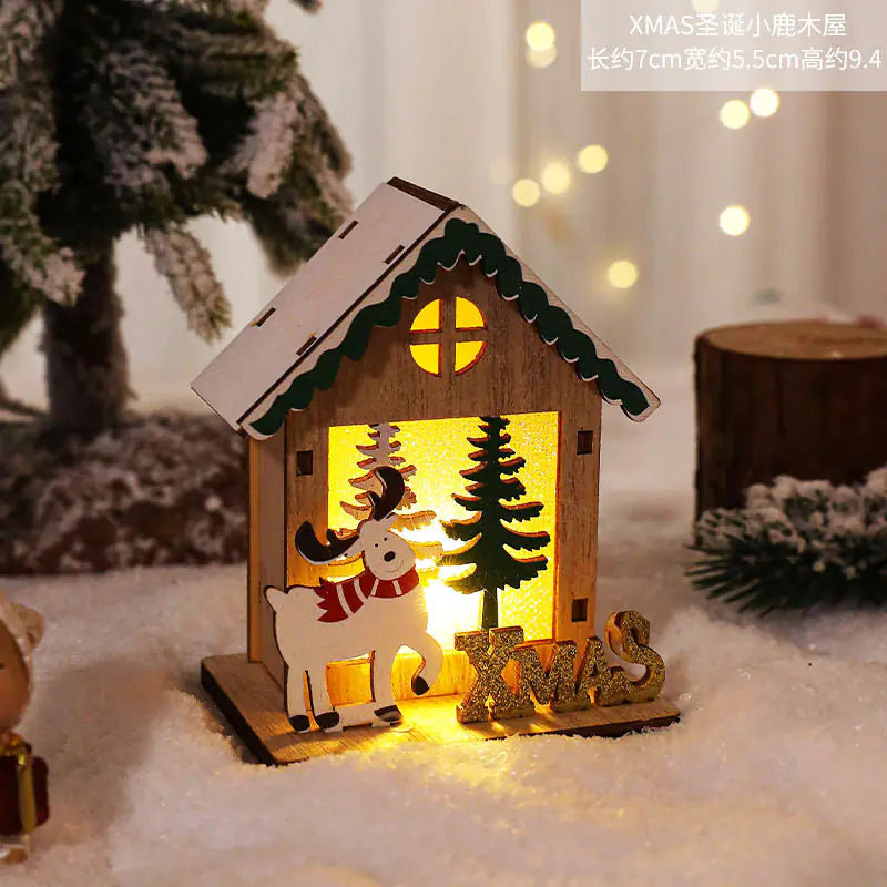 Nordic Style LED Wooden House Christmas Decor Piece