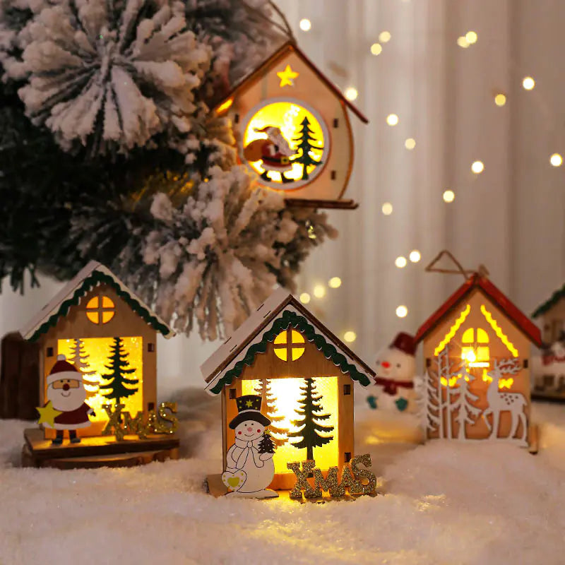 Nordic Style LED Wooden House Christmas Decor Piece