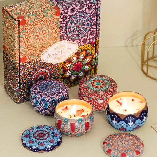 Aromatherapy Soy Wax Candle Set - 4 Tin Jars