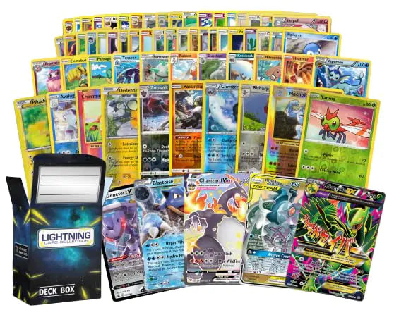 50 Pokemon Cards Set with Ultra Rare Legendary & Deck Box